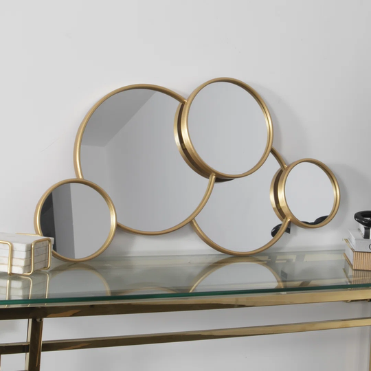 Brye Round Metal Framed Wall Mounted Accent Mirror in Gold