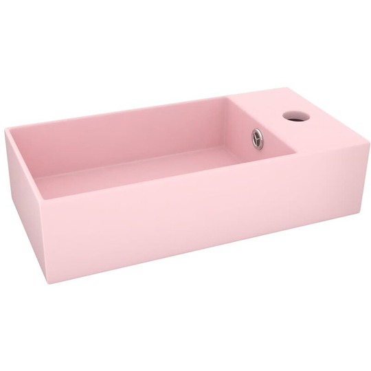 Bathroom Sink with Overflow Ceramic Matt Pink vidaXL - Pink