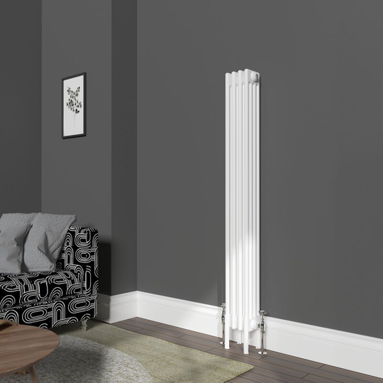 NRG - Traditional 4 Column Radiator Cast Iron Style Heating Rads Vertical White 1500x200mm
