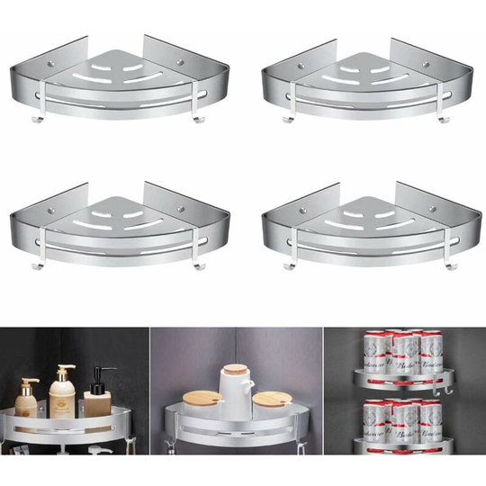 4 Rooms Bathroom Tripod Bathroom Shelf Storage Holder Antirust Triangle Elegant Cart Simple Silver Shelving