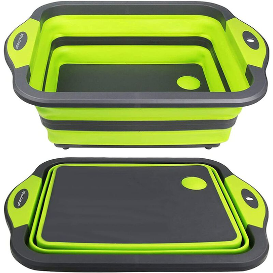 Dksfjkl - Foldable Chopping Board - Multifunctional Cutting Board, Dish Drainer and Washing Bowl, Drip Cap, Portable Kitchen Scissors for Camping,