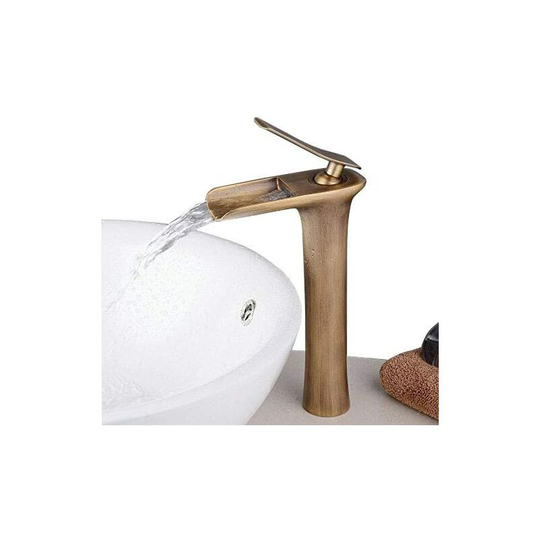 Perlerare - Single Handle Brass Bathroom Sink Faucet, Single Handle Basin Faucet with Ceramic Cartridge, Antique Gold