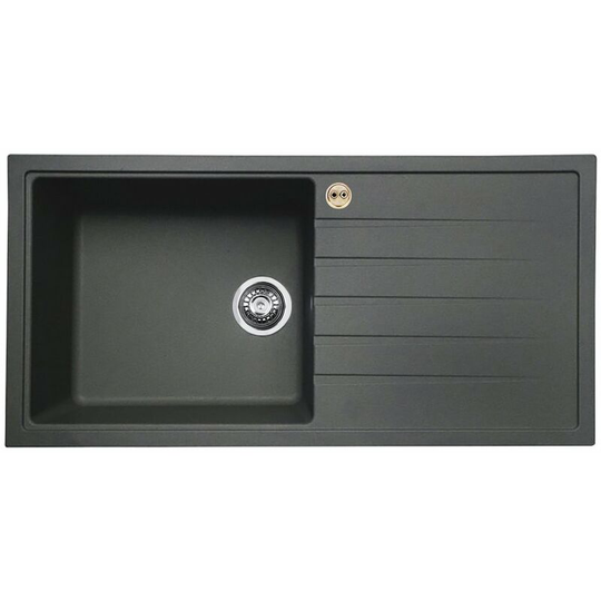 Bristan - Gallery Quartz Easyfit 1.0 Bowl Kitchen Sink rh Drainer 1000mm l x 500mm w - Midnight Grey