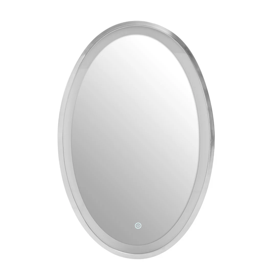 Oval Lighted Metal Framed Wall Mounted Bathroom Mirror
