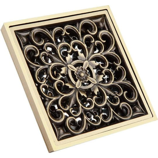 Betterlife Antique Brass Shower Drain - Square, Invisible - 10 cm(1 pcs)