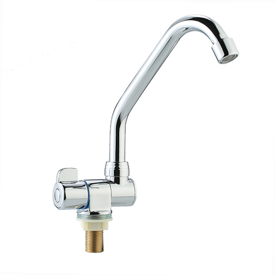Single cold rotating folding faucet