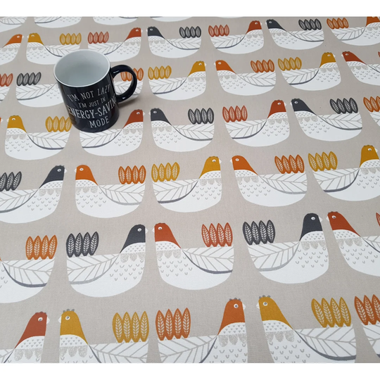 Wanette PVC Cluck Cluck Tangerine Tablecloth