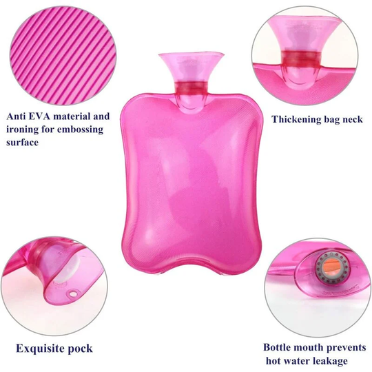 Set of 2 Hot Water Bottle with a Thick and Luxurious Cover | 2 Liters Capacity | Removable and Washable Hot Water Bottle Cover | Free of Pollutants