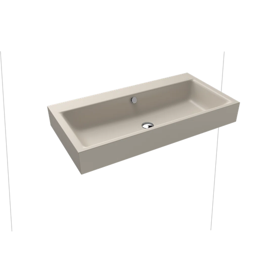 Puro Warm Grey Steel Enamel Rectangular Wall Mount Bathroom Sink with Overflow