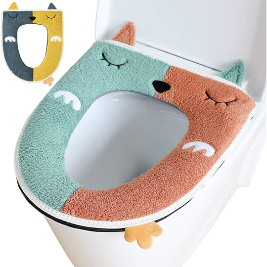 2 pcs Toilet Seat Cover,Universal Toilet Seat with Zipper Antibacterial Washable Toilet Seat Cover Toilet Seat Cloth,Toilet Seat Cushions