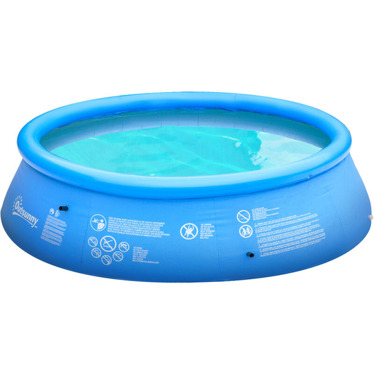 Outsunny - Round Inflatable Swimming Pool Family-Sized Blow Up Pool 274x76cm Blue - Blue
