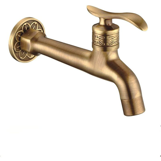 Antique Brass Faucet Handle Laundry Bathroom Wall Mounted Washing Machine Faucet Outdoor Garden Single Hose Cold Faucet