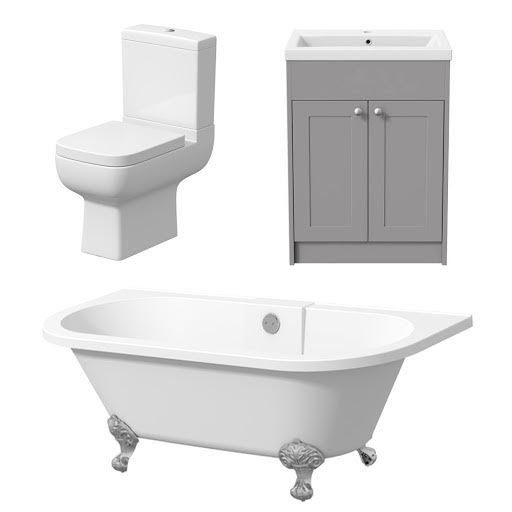 Amelie Traditional Bathroom Suite with Winchester Double Ended Bath, Ball Feet & Vanity Unit - 1700mm