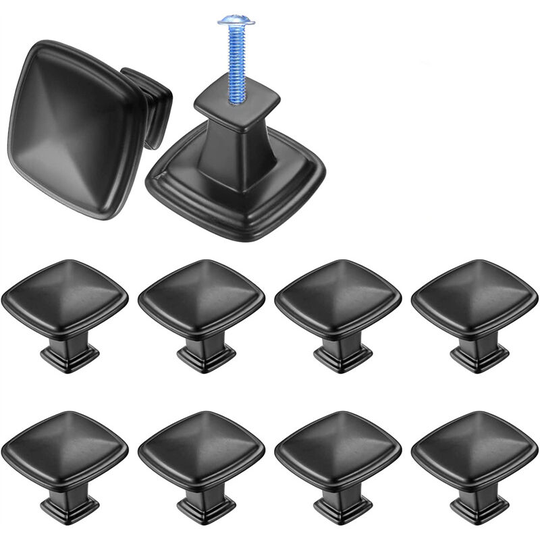 Kartokner - 10 Pieces Black Kitchen Cabinet Handle, Door Handle Drawer, Door Kitchen Furniture Knob 1.2 inch/30 mm