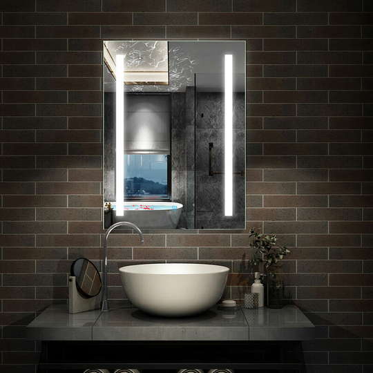 Wall Mounted led Bathroom Mirror with Lights Sensor Touch with Demister Pad - 450 x 600 mm Single Touch