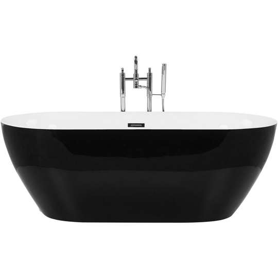 Beliani - Modern Freestanding Black Bathtub Oval 170 x 80 cm Glossy Acrylic Carrera - Black