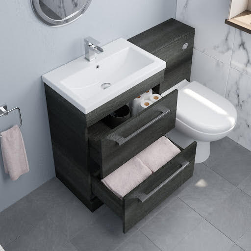 Aurora Toilet & Basin Vanity Unit Combination with Drawers - 1100mm Charcoal Grey