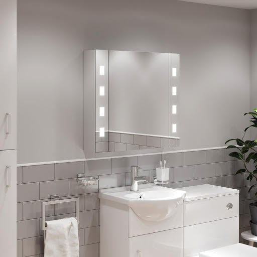 Artis Ilum LED Aluminium Mirror Cabinet with Demister Pad and Shaver Socket 600x650mm - Mains Power