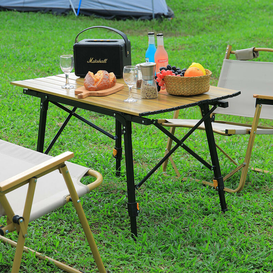 Set of 3 Wooden Camping Chair Portable Armchair and Table - Livingandhome