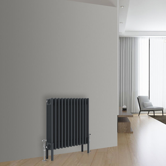 NRG - Traditional Cast Iron Style Radiator Anthracite Central Heating Rads Horizontal 4 Column 600x605mm