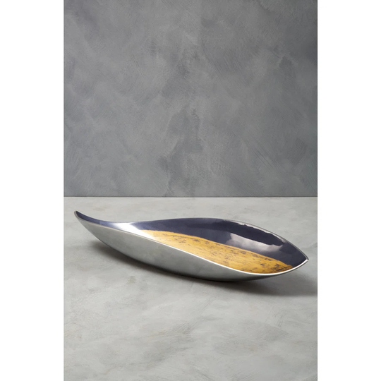 Bletsoe Aluminum Abstract Decorative Bowl in Blue/Gold