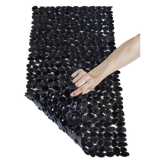 Bette Non-slip shower mat, rectangular non-slip pebble shower mat, non-slip mat with suction cup, antifungal bathtub or shower mat 88X40 cm (black)
