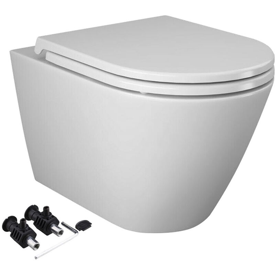 Rak Ceramics - rak Feeling Matt White Rimless Wall Hung Toilet wc Pan & Soft Close Seat