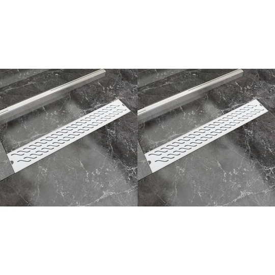 Linear Shower Drain 2 pcs Wave 730x140 mm Stainless Steel VDTD18850 - Topdeal