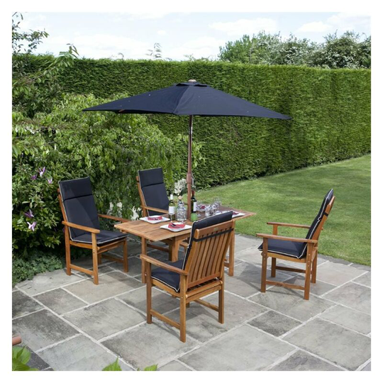 Windsor 1.2m-1.6m Extending Table Outdoor Dining Set - 4 Armchairs - Brown - Billyoh