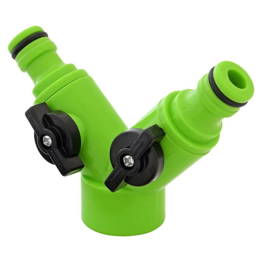 2 Way Double Tap Adaptor With Individual On/off Valves