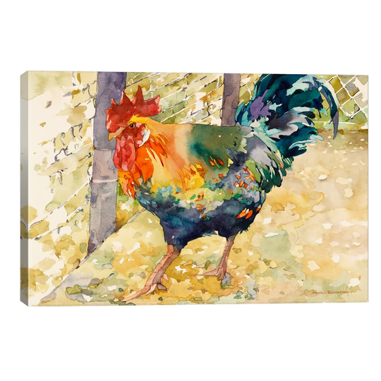 Colourful Rooster by Annelein Beukenkamp - Painting Print on Canvas