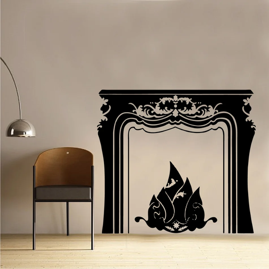 Open Fire Place Design 2 Decal Vinyl Wall Sticker