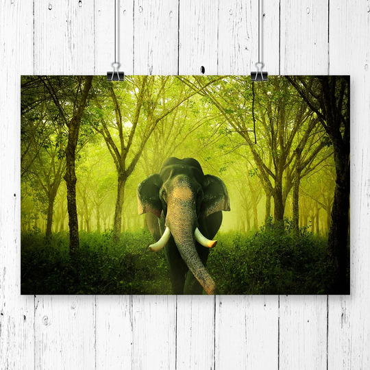'Elephant Green Forest' Graphic Art