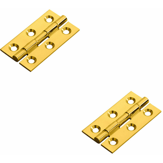 2x pair 50 x 28 x 1.5mm Cabinet Hinge Polished Brass Small Cupboard Door