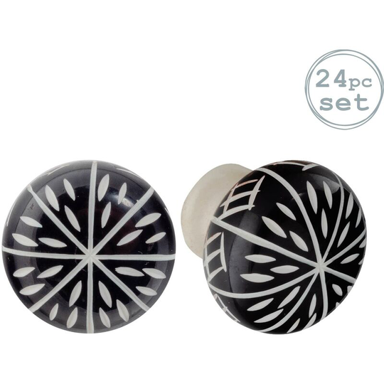 Resin Cabinet Knobs - Black - Pack of 24 - Nicola Spring