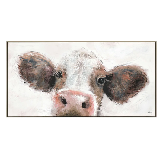 Jethro the Cow by Charlotte Oakley - Floater Frame Painting Print on Canvas