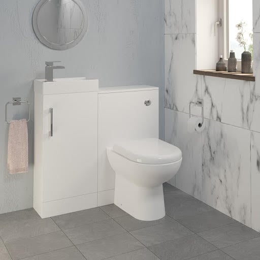 Aurora Toilet & Basin Vanity Unit Combination with Door - 900mm White Gloss