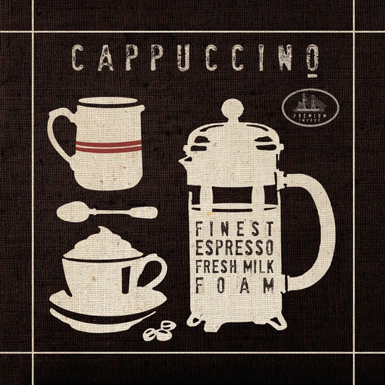 Cappucino on Linen Black by Studio Mousseau - Wrapped Canvas Typography Print