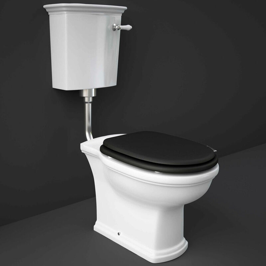 Rak Ceramics - rak Washington Low Level Toilet with Horizontal Outlet - Black Soft Close Wood Seat