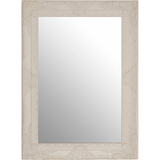 Rectangular Wall Mirror/ Classic Mirrors For Bathroom / Bedroom / Garden Walls Fancy Wall Mounted Mirrors For Hallway With Elegant White Finish w82 x