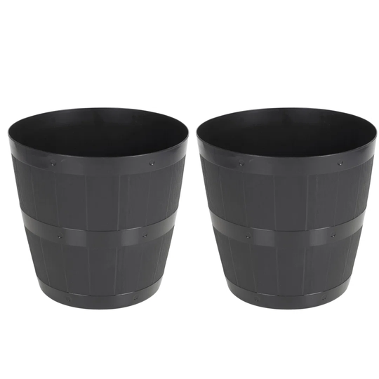 2Pcs 1,2 Pcs Round Plastic Wood Look Plant Garden Indoor Outdoor Flower Planter Pots