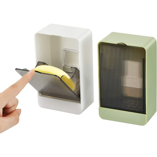 Soap Dish Holder Shower 2 Pack Bar Soap Holder with Drain Wall Mounted Soap Box, Waterproof Dustproof, No Drilling