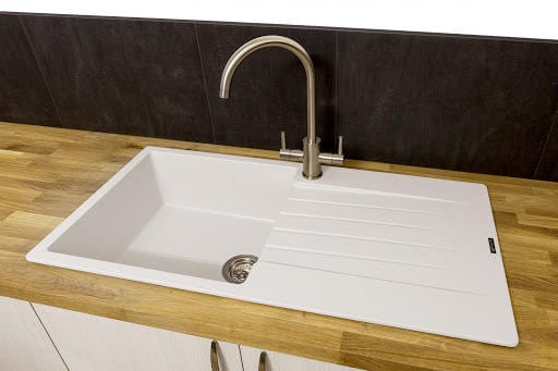 Reginox Harlem10 Pure White Granite Inset Kitchen Sink With Waste