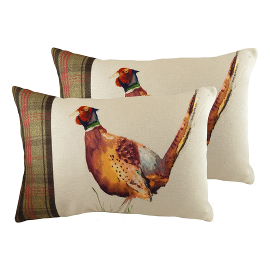 Carlucci Hessian Pheasant Cushion with Filling