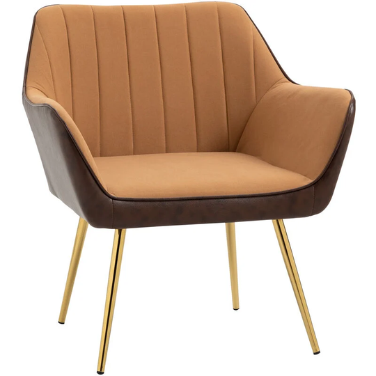 Accent Chairs Velvet Armchairs for Living Room and Bedroom Light Brown - Brown - Homcom