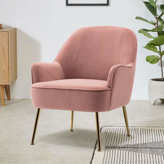 Leisure Velvet Armchair, Pink - Livingandhome