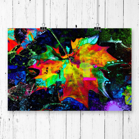 'Rainbow Abstract Art Leaf' Graphic Art