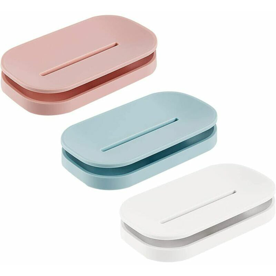 Soap dish with drain, removable for easy cleaning, soap dish Keep the soap dry, for the kitchen, bathroom and shower room.3 colors (white, light