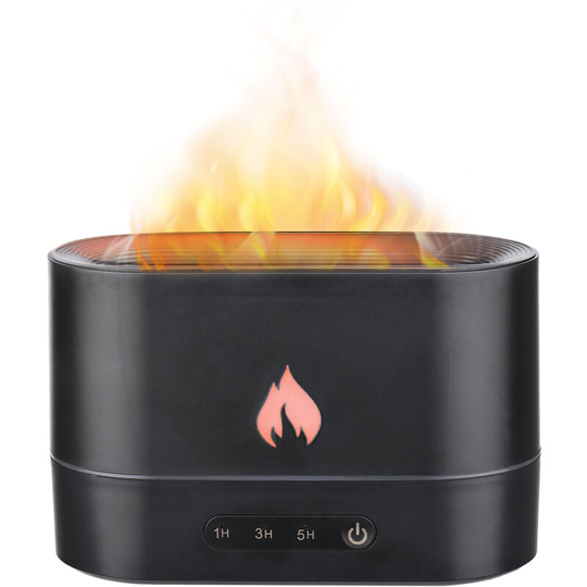 Superseller - usb Simulation Flame Mist Humidifier Flame Night Light Quiet Aromatherapy Diffuser - Black