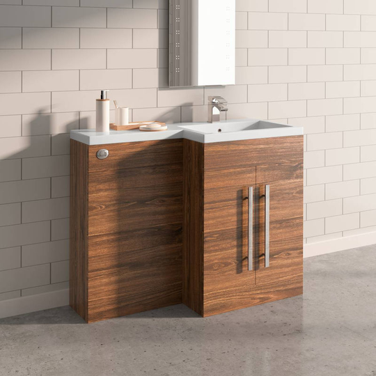 Calm Walnut Right Hand Combination Vanity Unit Set (No Toilet)